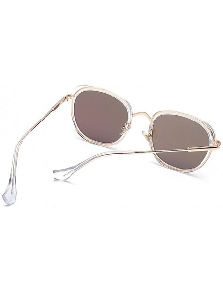 Round Vintage Mirror Flat Metal Round Circle Frame Fashion Sunglasses - Transparency - CC182ZXHTZA $7.10