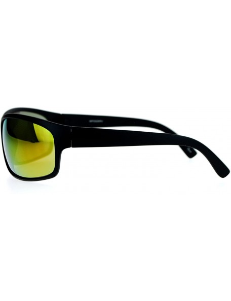 Shield Mens Sunglasses Shield Oval Rectangular Plastic Frame Color Mirror Lens - Black (Orange Mirror) - CP189LTUDXM $7.45