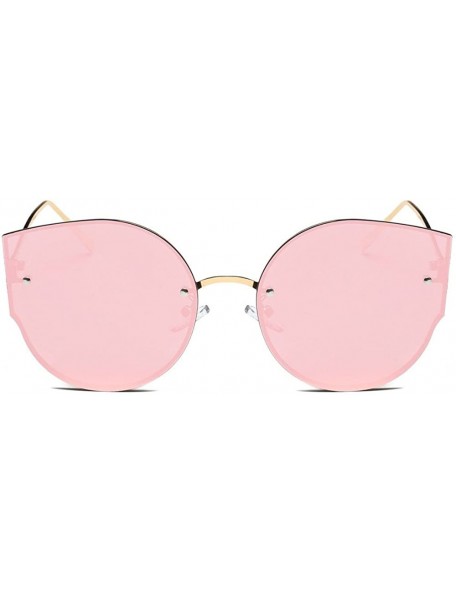 Cat Eye Womens Colours Vintage Cat Eye Mirror Stylish Brand Retro Classic Sunglasses - Pink - CH18XS5X03X $14.88