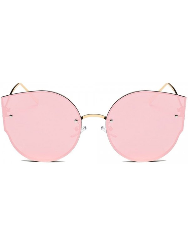 Cat Eye Womens Colours Vintage Cat Eye Mirror Stylish Brand Retro Classic Sunglasses - Pink - CH18XS5X03X $9.47