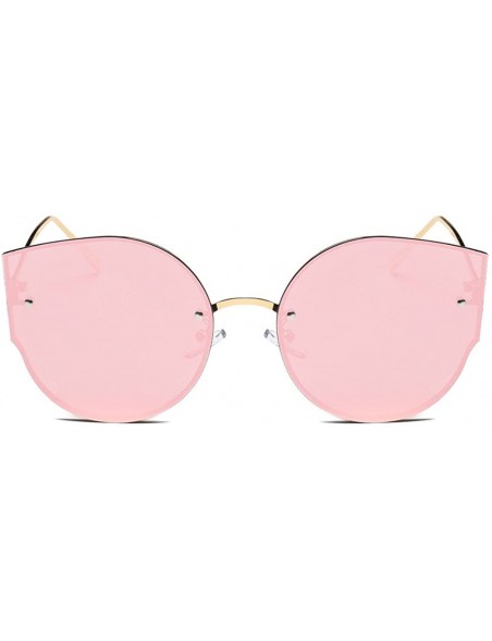 Cat Eye Womens Colours Vintage Cat Eye Mirror Stylish Brand Retro Classic Sunglasses - Pink - CH18XS5X03X $9.47