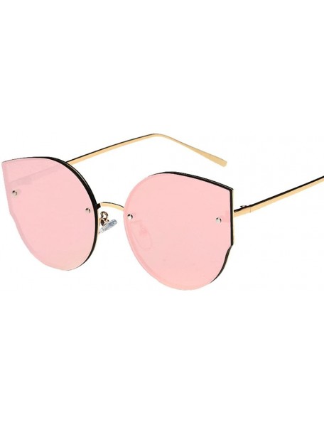 Cat Eye Womens Colours Vintage Cat Eye Mirror Stylish Brand Retro Classic Sunglasses - Pink - CH18XS5X03X $9.47