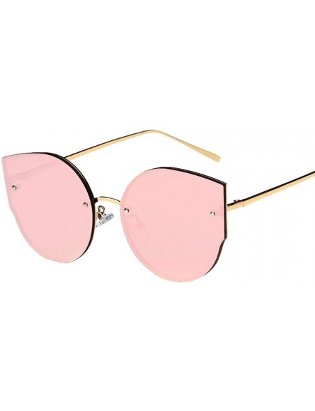 Cat Eye Womens Colours Vintage Cat Eye Mirror Stylish Brand Retro Classic Sunglasses - Pink - CH18XS5X03X $9.47