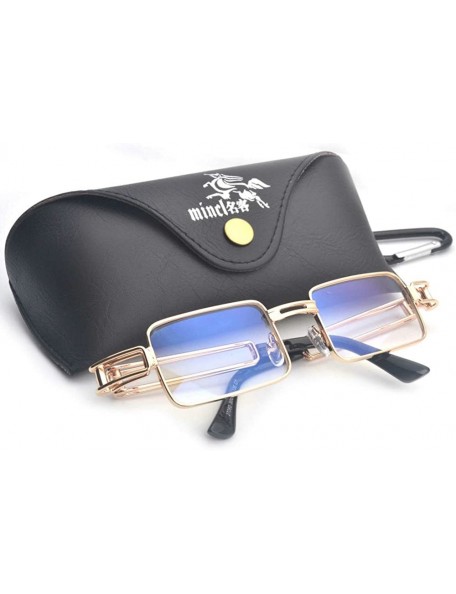 Rectangular Punk Rectangular Unisex Metal Frame And Clear Lens With Glasses Case - Clear - CF1888K0MEX $13.29