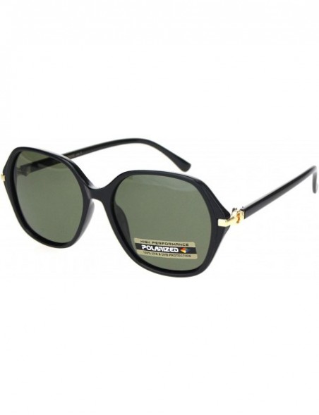 Butterfly Polarized Womens 90s Metal Jewel Hinge Plastic Butterfly Sunglasses - Black Gold Solid Green - CF18ONQDME7 $13.22