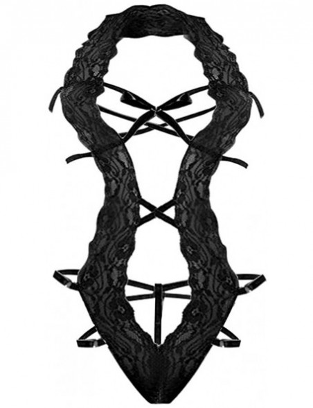 Wrap Valentine's Day Women Sexy Lingerie Bodysuit Lace Bow Babydoll Underwear Perspective Backless Soft Underwear - C718NGRRL...