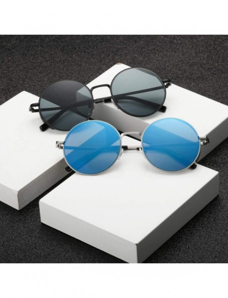 Rimless Small Round Polarized Sunglasses Retro Men Women Mirrored Lens Metal Frame Circle Sun Glasses Eyeglasses - D - C818YS...