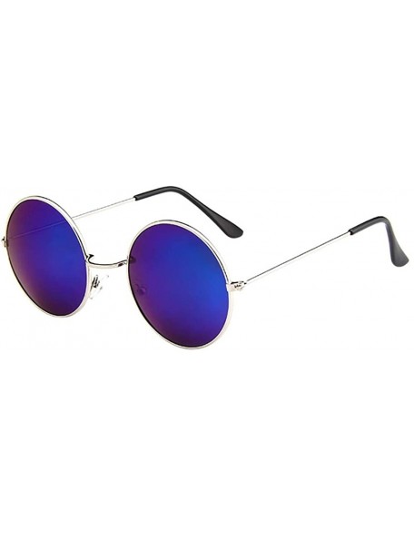 Square Circle Sunglasses Polarized Retro Vintage Style Round Metal Sunglasses Unbreakable Frame Fishing Sun Glasses - C - CI1...