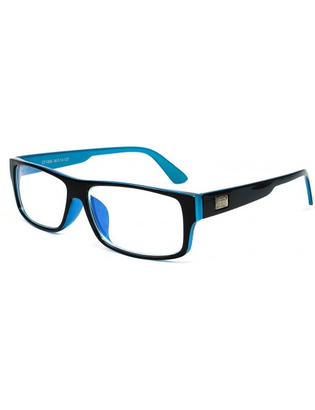 Square "Kayden" Retro Unisex Plastic Fashion Clear Lens Glasses - Black/Blue - C9117Q3HQC1 $11.17