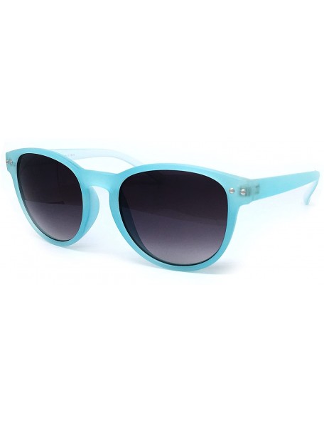 Oval 7143-1 Candy Horned Rim Matte Finish Flash Retro Funky Sunglasses - Candy Blue - C318R89D52C $13.97