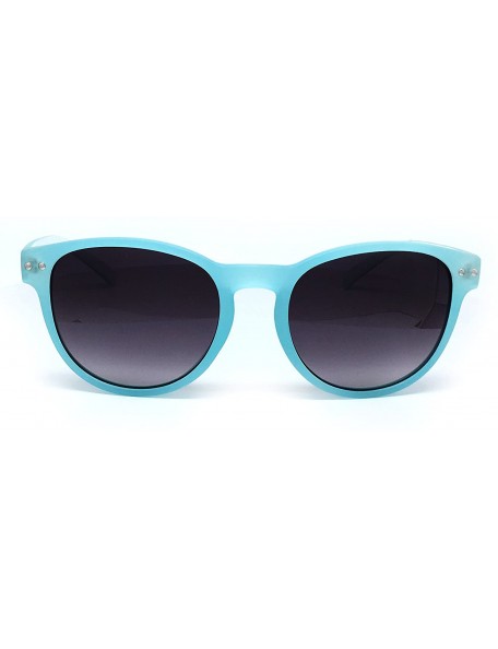 Oval 7143-1 Candy Horned Rim Matte Finish Flash Retro Funky Sunglasses - Candy Blue - C318R89D52C $13.97