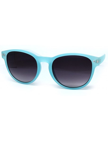 Oval 7143-1 Candy Horned Rim Matte Finish Flash Retro Funky Sunglasses - Candy Blue - C318R89D52C $13.97