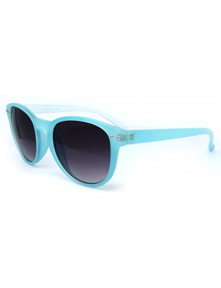 Oval 7143-1 Candy Horned Rim Matte Finish Flash Retro Funky Sunglasses - Candy Blue - C318R89D52C $13.97