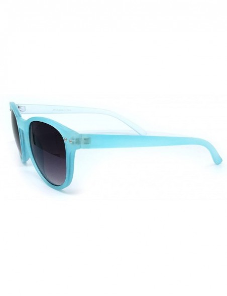 Oval 7143-1 Candy Horned Rim Matte Finish Flash Retro Funky Sunglasses - Candy Blue - C318R89D52C $13.97