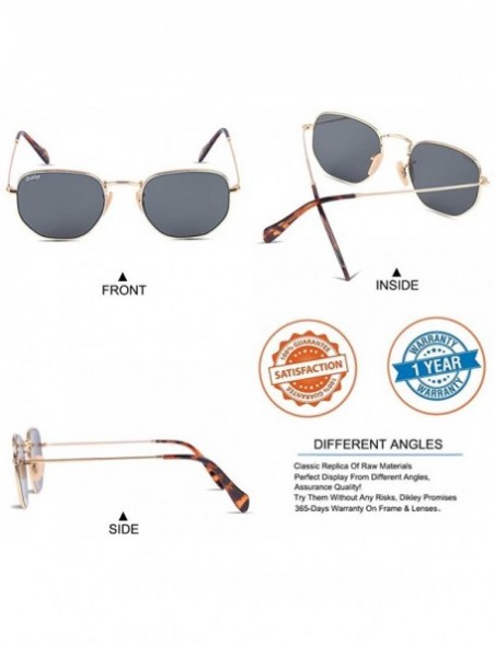 Oversized Classic Crystal Glass Lens Retro Square/Aviator/Round Metal Frame Sunglasses for Men Women-100% UV400 Protection - ...
