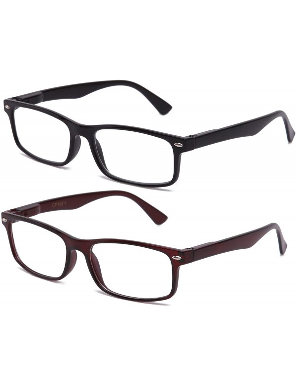 Aviator Unisex Translucent Simple Design No Logo Clear Lens Glasses Squared Fashion Frames - 2 Pack Black & Brown - CL18UNTCE...