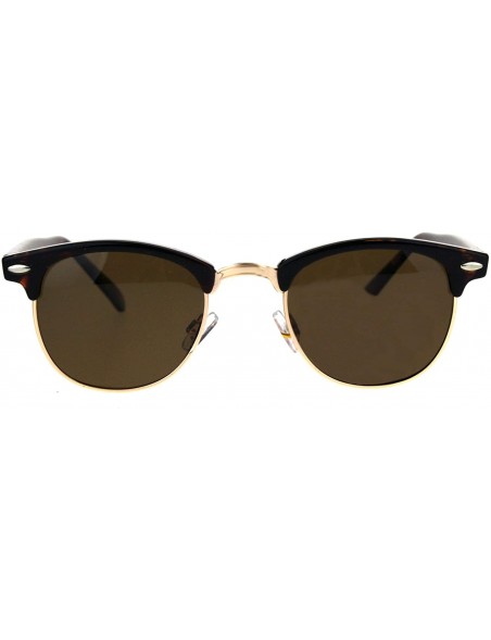 Rectangular Polarized Mens Half Horn Rim Hipster Sunglasses - Tortoise Brown - CW186383203 $9.40