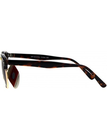 Rectangular Polarized Mens Half Horn Rim Hipster Sunglasses - Tortoise Brown - CW186383203 $9.40