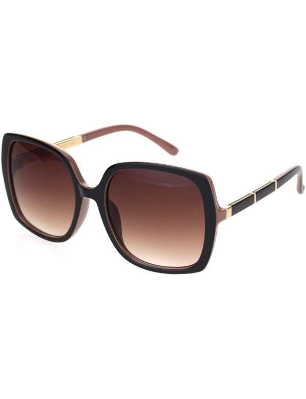 Butterfly Womens Glitter Trim Arm Rectangular Butterfly Sunglasses - Black Brown - CX18OQU76GA $13.11