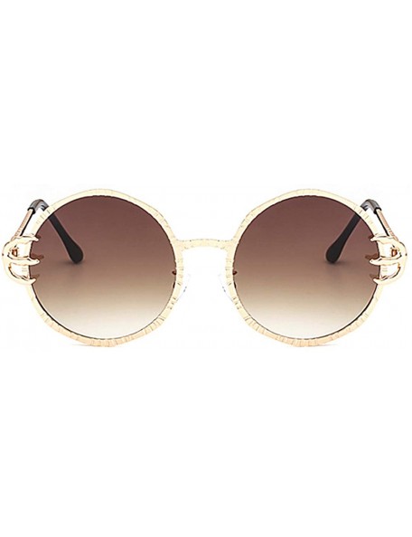 Round Stylish Round Pearl Decor Sunglasses UV Protection Metal Frame - Gold Frame Tawny Lens - CD18U34MREY $28.21