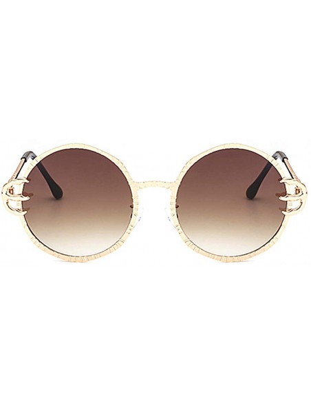 Round Stylish Round Pearl Decor Sunglasses UV Protection Metal Frame - Gold Frame Tawny Lens - CD18U34MREY $11.08