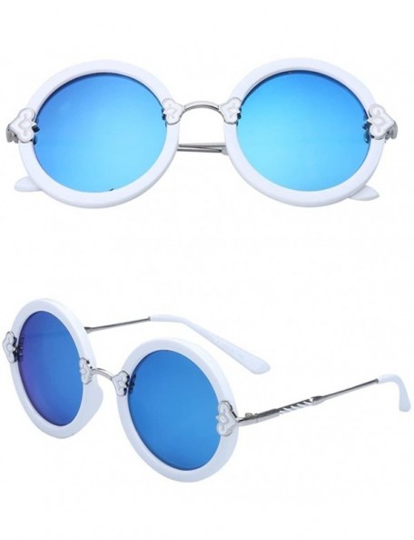 Round Women's Shell-effect Acetate Heart Detail Round Polarized Sunglasses - White - CB185X28ZY7 $27.54