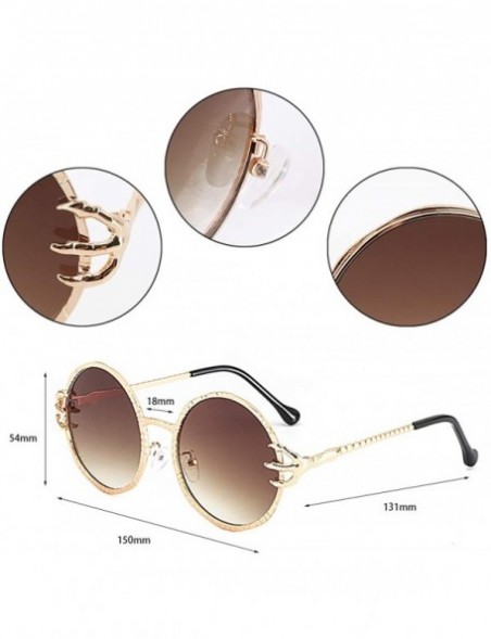 Round Stylish Round Pearl Decor Sunglasses UV Protection Metal Frame - Gold Frame Tawny Lens - CD18U34MREY $11.08