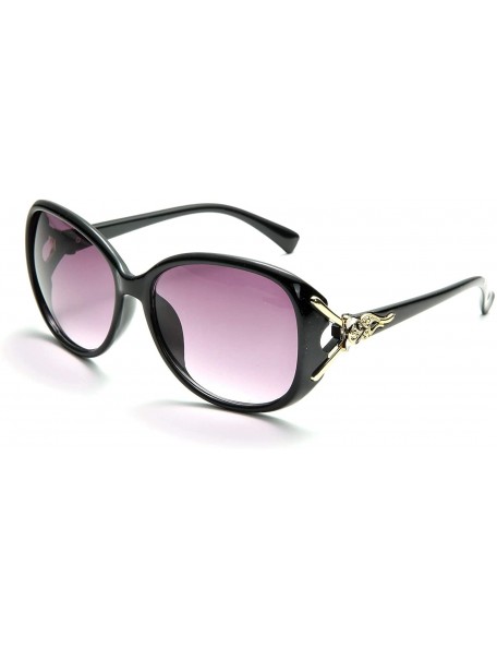 Oversized Polarized Oversized Sunglasses for Women Extra Gold Fox Frame UV400 Lens Vintage Fashion Sun Eye Glasses - Black - ...