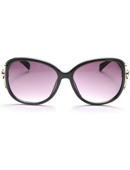 Oversized Polarized Oversized Sunglasses for Women Extra Gold Fox Frame UV400 Lens Vintage Fashion Sun Eye Glasses - Black - ...
