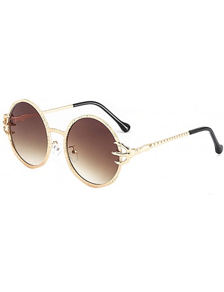 Round Stylish Round Pearl Decor Sunglasses UV Protection Metal Frame - Gold Frame Tawny Lens - CD18U34MREY $11.08