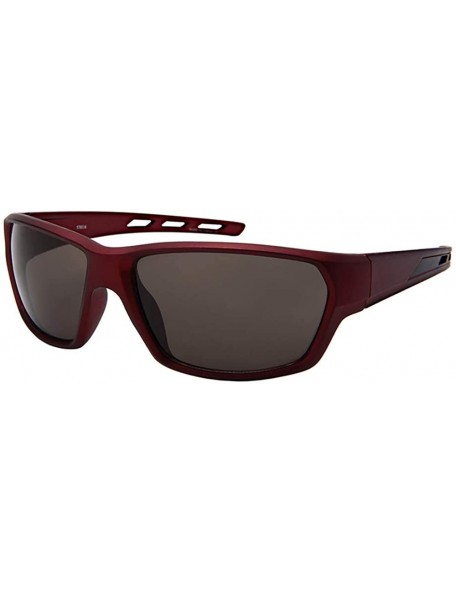 Sport Wrap Style Sport Sunglasses Men Women Mirrored Lens 570116MT - Matte Burgundy Frame/Grey Lens - CF18M53MGCT $8.34