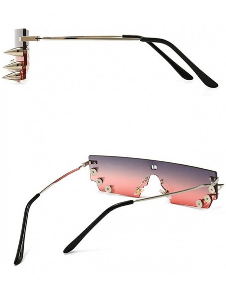 Square new retro punk studded exaggerated sunglasses men's personality big fashion ladies sunglasses UV400 - Grey Pink - CK19...