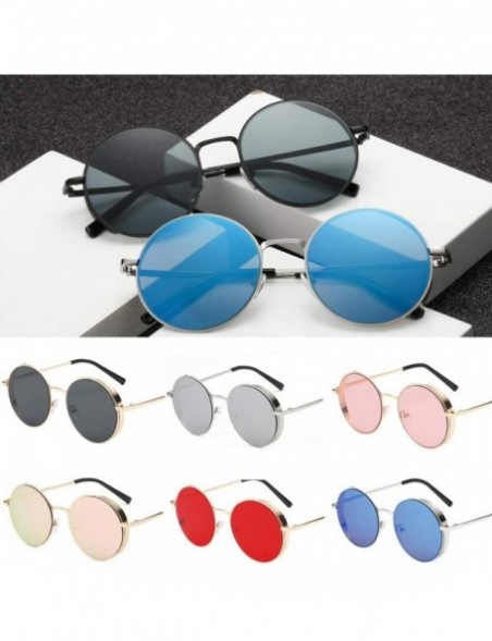 Rimless Small Round Polarized Sunglasses Retro Men Women Mirrored Lens Metal Frame Circle Sun Glasses Eyeglasses - D - C818YS...