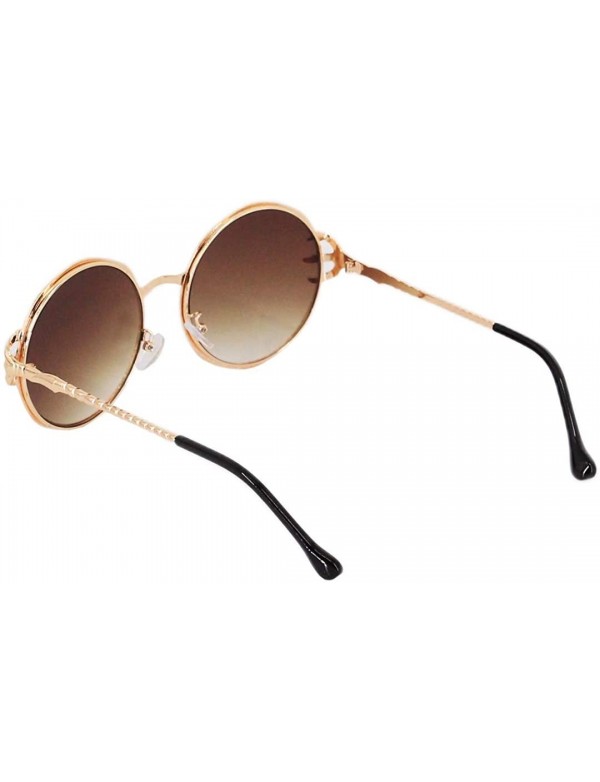 Stylish Round Pearl Decor Sunglasses UV Protection Metal Frame - Gold ...