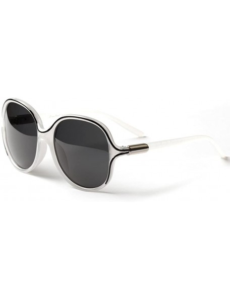 Oversized Design Fashion Round Oversized Women Full Frame Sunglasses Lsx 330 - Polarized White - CT11KHH58RX $35.92