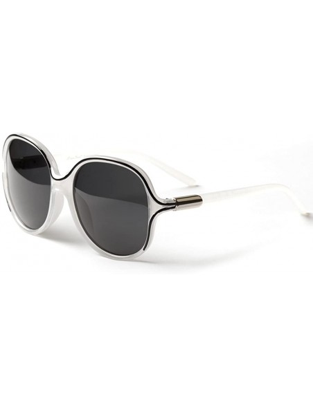 Oversized Design Fashion Round Oversized Women Full Frame Sunglasses Lsx 330 - Polarized White - CT11KHH58RX $18.39