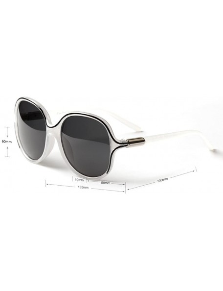 Oversized Design Fashion Round Oversized Women Full Frame Sunglasses Lsx 330 - Polarized White - CT11KHH58RX $18.39