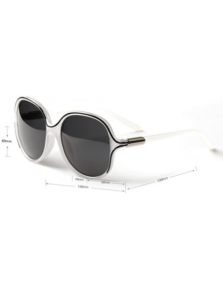 Oversized Design Fashion Round Oversized Women Full Frame Sunglasses Lsx 330 - Polarized White - CT11KHH58RX $18.39