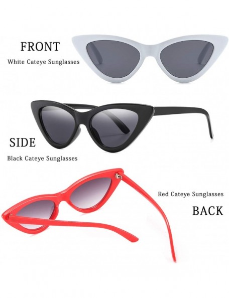 Oversized Retro Vintage Narrow Cateye Sunglasses for Women Clout Goggles Plastic Frame - 3pack-red/Black/White - CX18QTN4E03 ...