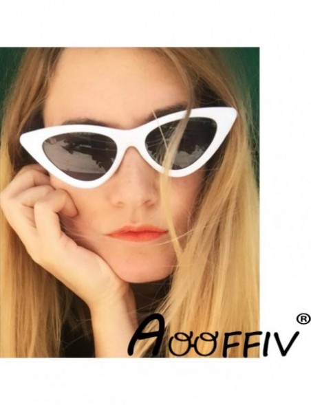 Oversized Retro Vintage Narrow Cateye Sunglasses for Women Clout Goggles Plastic Frame - 3pack-red/Black/White - CX18QTN4E03 ...