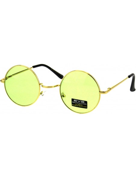 Round Gold Round Circle Frame Unisex Sunglasses Spring Hinge Color Lens UV 400 - Gold - CU18HWS044U $9.36