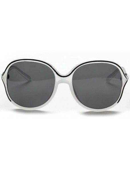 Oversized Design Fashion Round Oversized Women Full Frame Sunglasses Lsx 330 - Polarized White - CT11KHH58RX $18.39