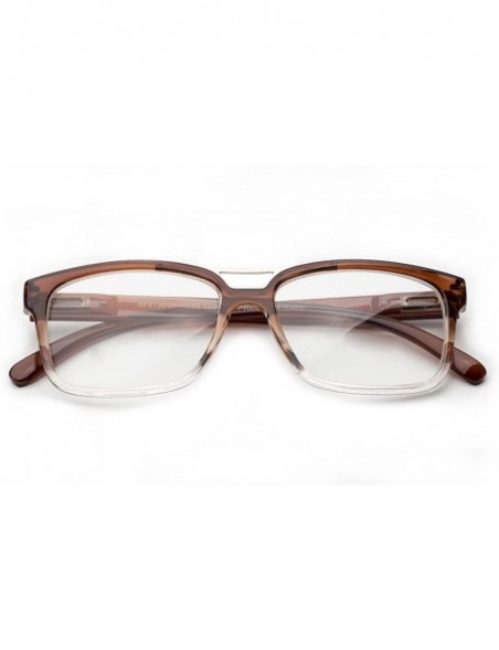 Square "Pozo" Slim Squared Modern Design Fashion Clear Lens Glasses - Brown/Clear - CC12HLJ46DL $8.09