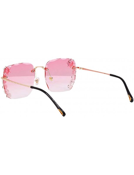 Oversized Women Luxury Diamond Rhinestone Sunglasses Novelty Oversized Square Shades - Gold Frame/Pink Lens - CF19CIO9UUN $15.32
