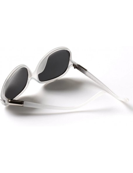 Oversized Design Fashion Round Oversized Women Full Frame Sunglasses Lsx 330 - Polarized White - CT11KHH58RX $18.39