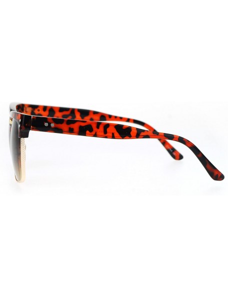 Rectangular Retro Vintage Rectangular Half Rim Hipster Nerdy Sunglasses - Tortoise Brown - CD12O23F4S1 $15.75