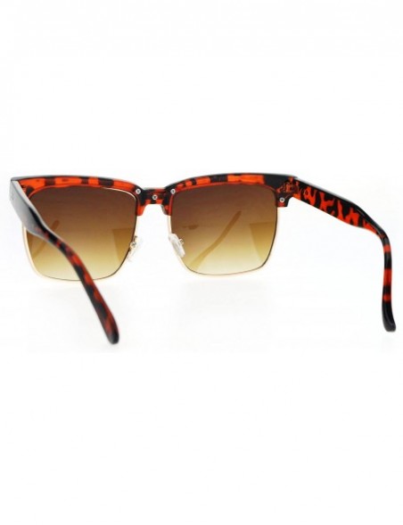 Rectangular Retro Vintage Rectangular Half Rim Hipster Nerdy Sunglasses - Tortoise Brown - CD12O23F4S1 $15.75