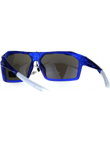 Rectangular Xloop Mens Sunglasses Sports Fashion Rectangular Wrap Frame UV 400 - Blue (Blue Mirror) - CN188Y5T44N $7.84