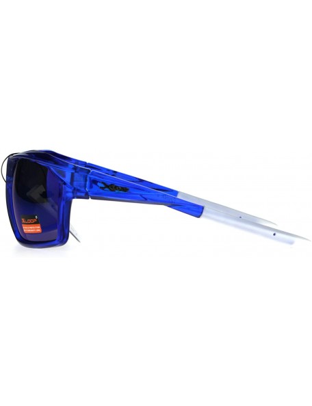 Rectangular Xloop Mens Sunglasses Sports Fashion Rectangular Wrap Frame UV 400 - Blue (Blue Mirror) - CN188Y5T44N $7.84