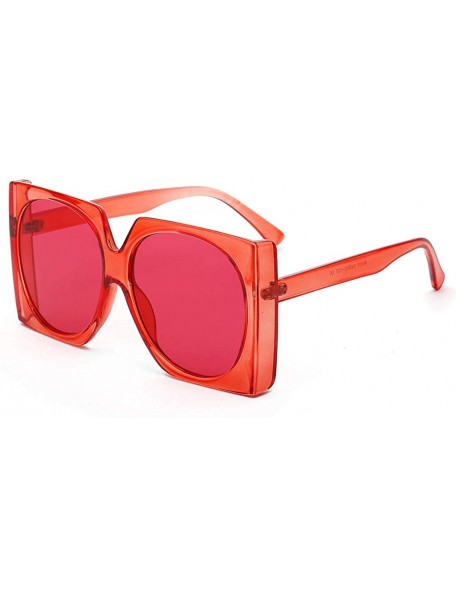 Oversized Big Men Square Sunglasses Women Oversized Black Sun Glassess Female Retro Uv400 - Red - CS18WYTWKAW $12.40